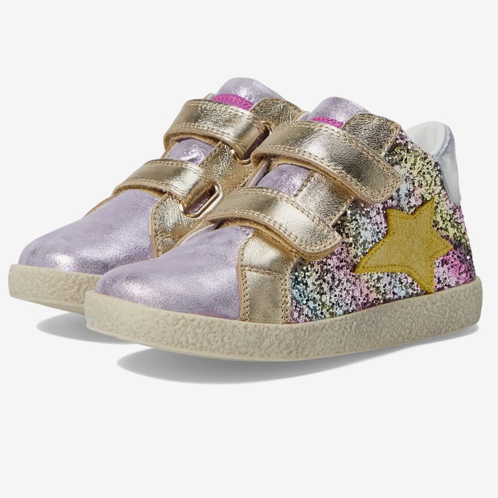 Infant Baby Toddler Naturino Falcotto Glitter Purple Sneakers Velcro 21 EU 5 US